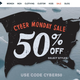 50% off select styles with code CYBER50